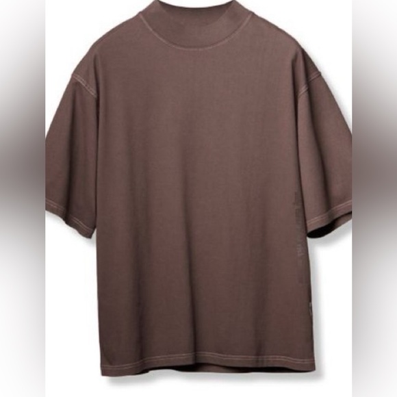 ASRV 0385. CottonPlus™ Oversized Mock Neck Tee - Dark Earth - Picture 1 of 5